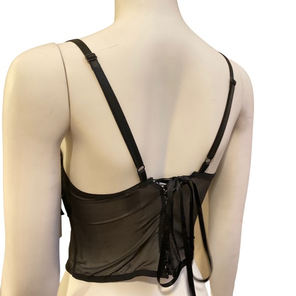 NWT DELICATES Black and Pink Lace Up Bustier, size 36B - Picture 9 of 12